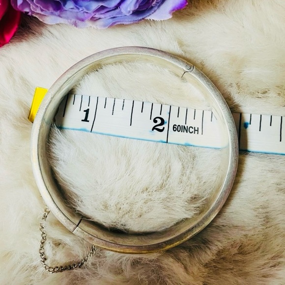 Vintage Engraved Sterling Bangle Bracelet - Picture 9 of 10